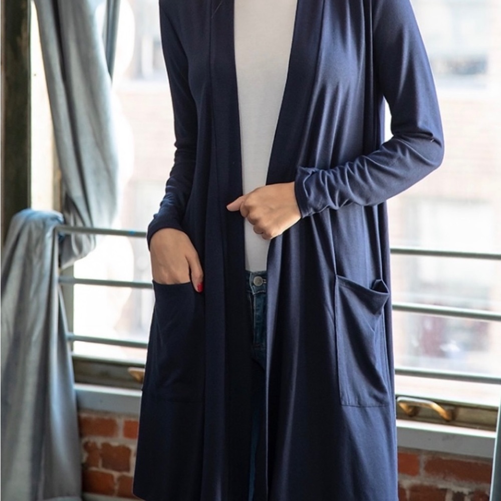 Longline Cardigan - Open front Dark Blue  - Various Sizes
